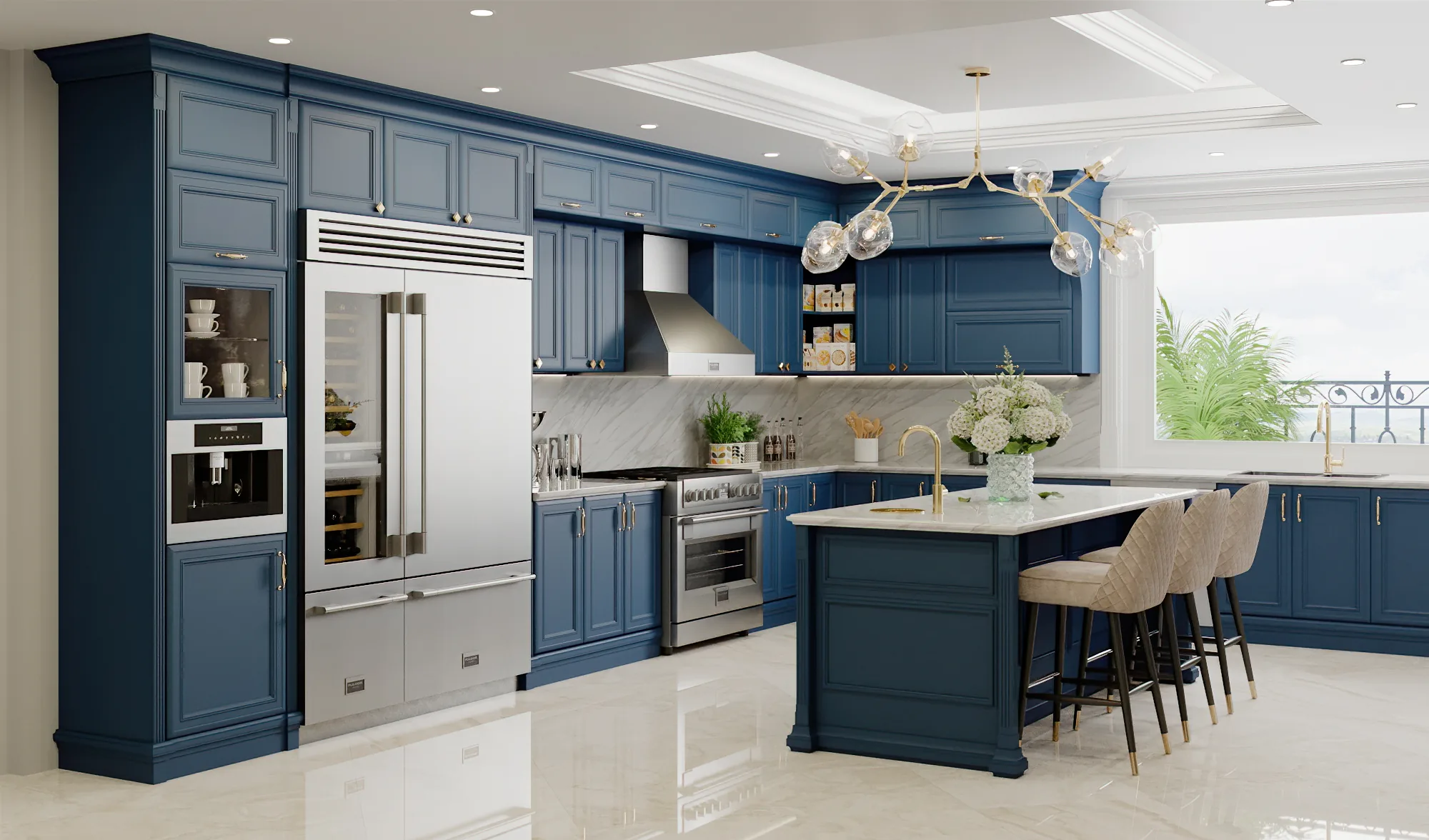 Contemporary kitchen with integrated ventilation hood